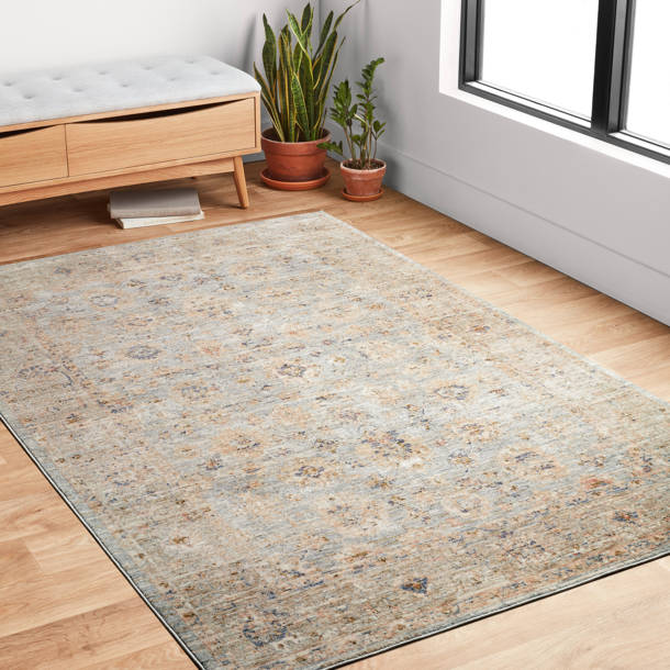 World Menagerie Guilherme Oriental Light Blue/Beige Area Rug & Reviews